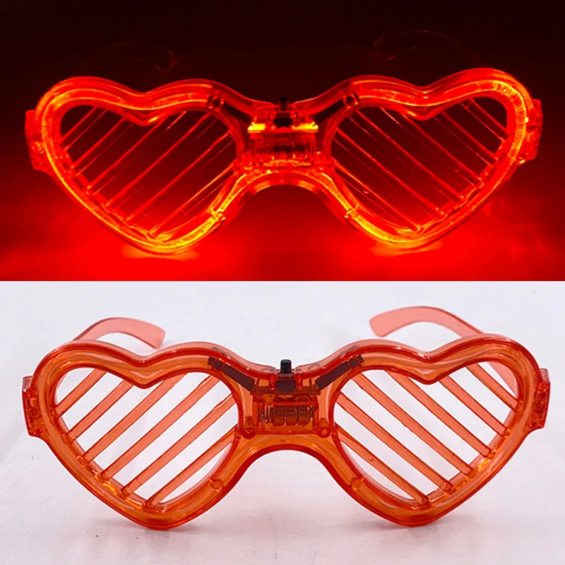 Light Up LED Glasses 5 Colors Heart Shape Glow Glasses Glow in The Dark Party Supplies Neon Party Favors for Kids Adults