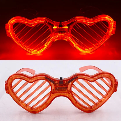 Light Up LED Glasses 5 Colors Heart Shape Glow Glasses Glow in The Dark Party Supplies Neon Party Favors for Kids Adults