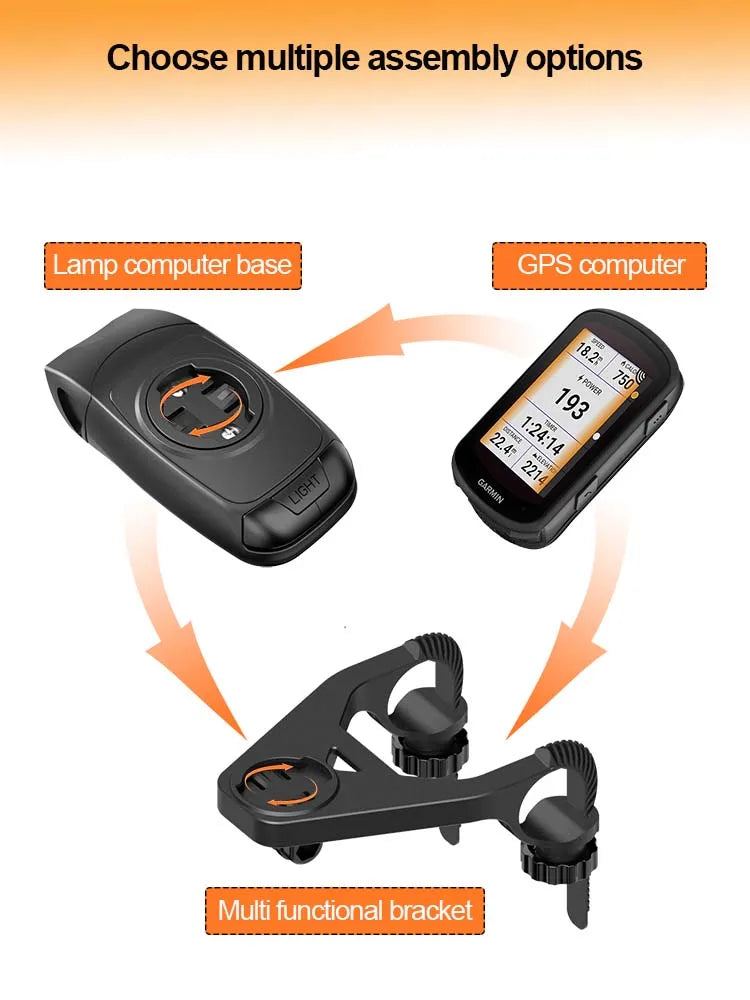 Bicycle lights & horns & Garmin computer stand 3in1, stacked BIKE computer base computer stand cycling code watch base headlighg