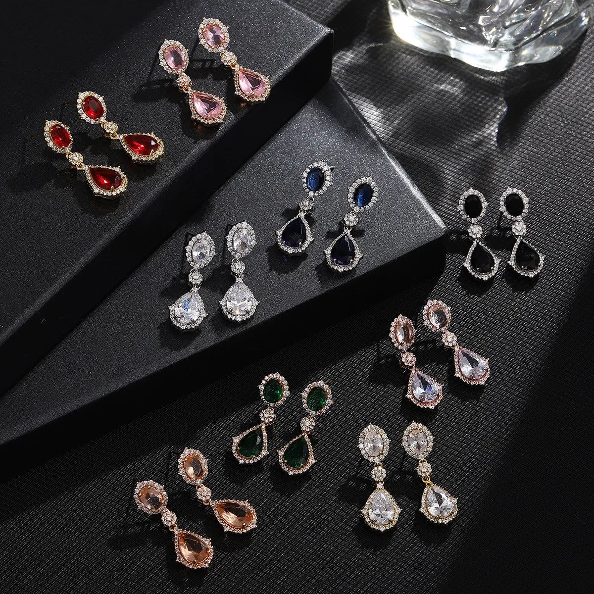 Fashion necklace accessories women's earring Jewelry sets bride's wedding zircon water drop girls earrings for women jewellery