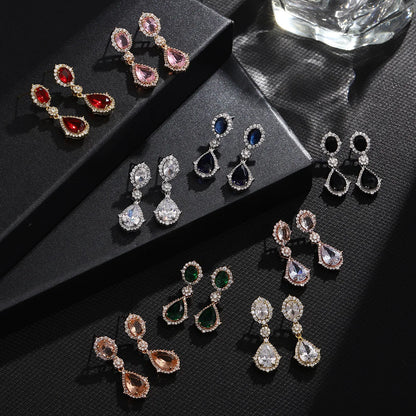Fashion necklace accessories women's earring Jewelry sets bride's wedding zircon water drop girls earrings for women jewellery