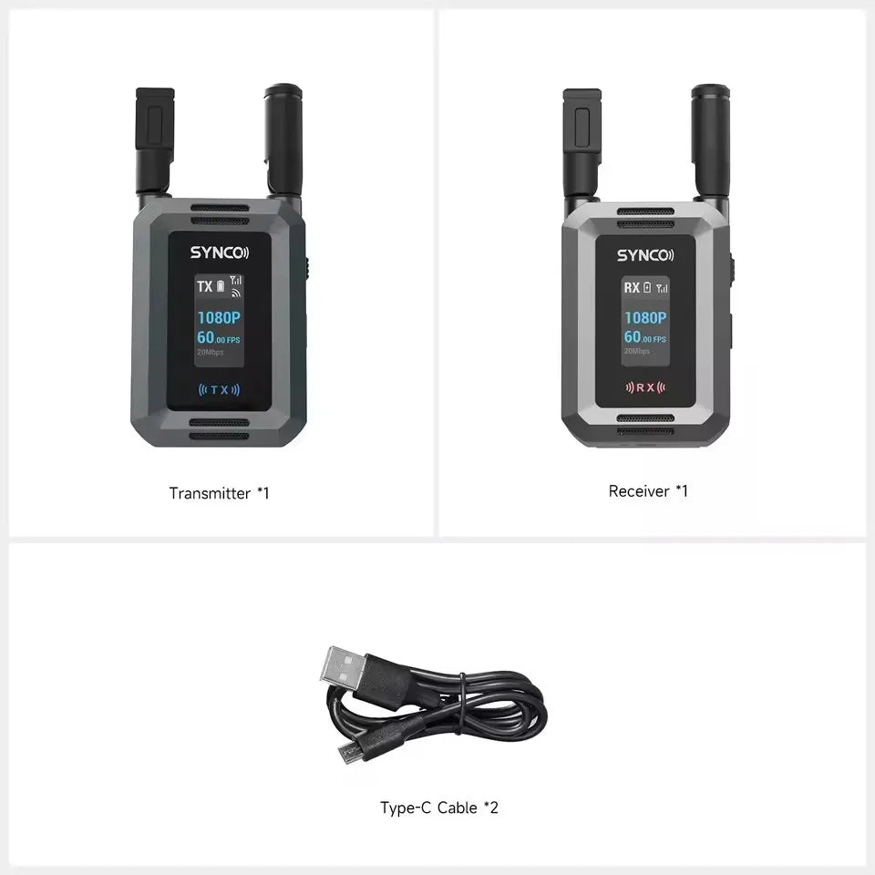 Xvison HD Wireless Video TX&RX 1080P60 UVC Streaming, 80ms Low Latency, Zero Noise for Camera/Smartphone/PC Live Streaming Synco