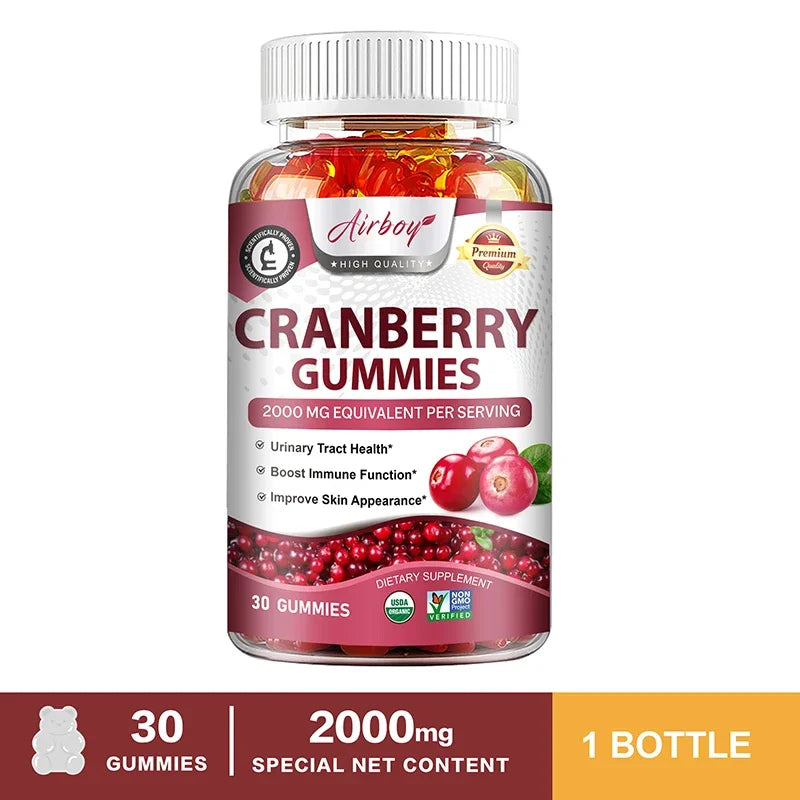 Cranberry Gummies - Support Kidney and Urinary Tract Health, Enhance The Immune System, and Promote Metabolism