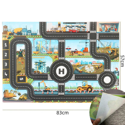 Children Playmat Activity Surface Waterproof Map Kids Animal Road Toy Baby Dinosaur Road Portable Carpet Farm Road Non-Toxic Mat
