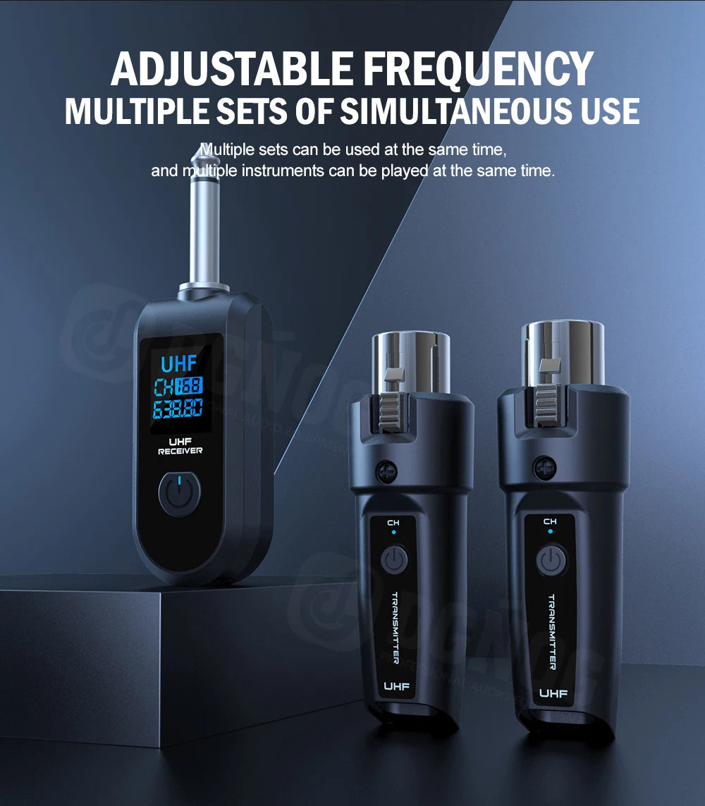 DGNOG Wireless Microphone Transmitter Receiver System UHF XLR Adapter System for Dynamic Microphone Guitar Audio Mixer PA System