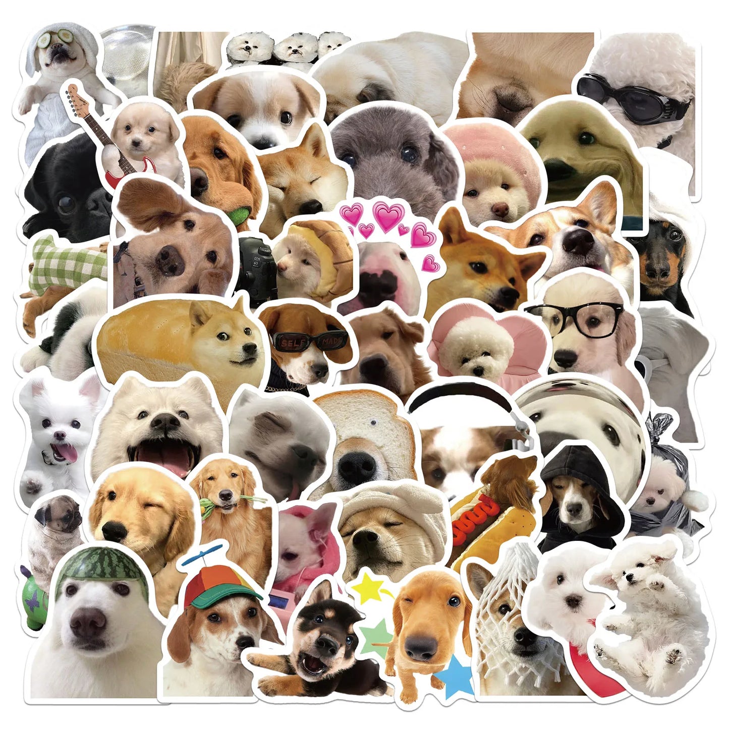 50PCS Dog Stickers Cute Animal Account Materials Phone Cases Laptop Suitcases Water Cups Waterproof Stickers