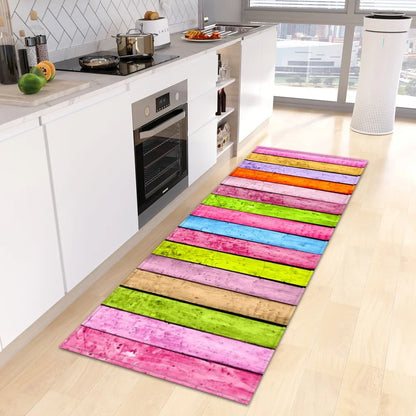 VIKAMA Retro Creative Wooden Long Floor Mats Modern Chinese Kitchen Carpet Bathroom Floor Mats Hallway Floor Mats Home Decor