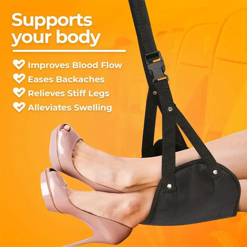 Airplane Footrest With Adjustable Strap, Portable Hammock Leg Rest, Perfect Travel Accessories
