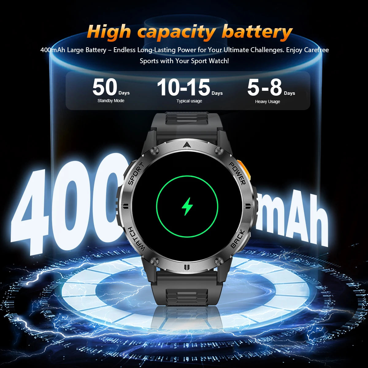 New Military Sports GPS Smart watch AMOLED HD IP68 outdoor NFC Sport Watch Fitness tracker Health monitor BT call LED flashlight