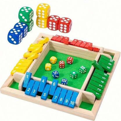Classic 4 Sided Wooden Board Game With 2 Dice And Shut-The-Box Instructions, Classics Tabletop Version And Pub Board Game