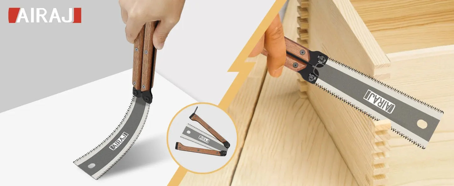 AIRAJ Folding Saw SK5 Steel Pocket Garden Saw Japanese Saw, Flush Cut Trim Saw For Woodworking