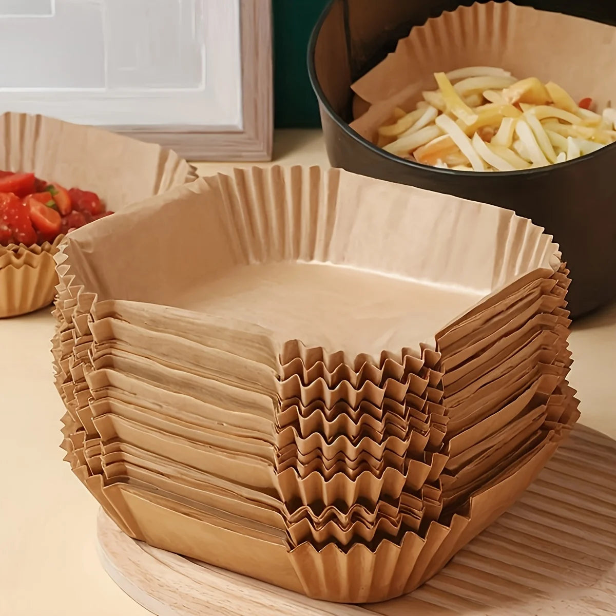 100pcs Air Fryer Liners - Non-Stick Baking Sheets for Easy Cleanup, Home & Commercial Use ﻿