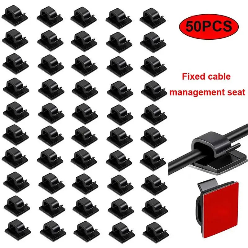 50pcs Car Cable Clips Self-Adhesive Cord Management Wire Holder Organizer Clamp Self-adhesive Light Clips Car Wire Clip