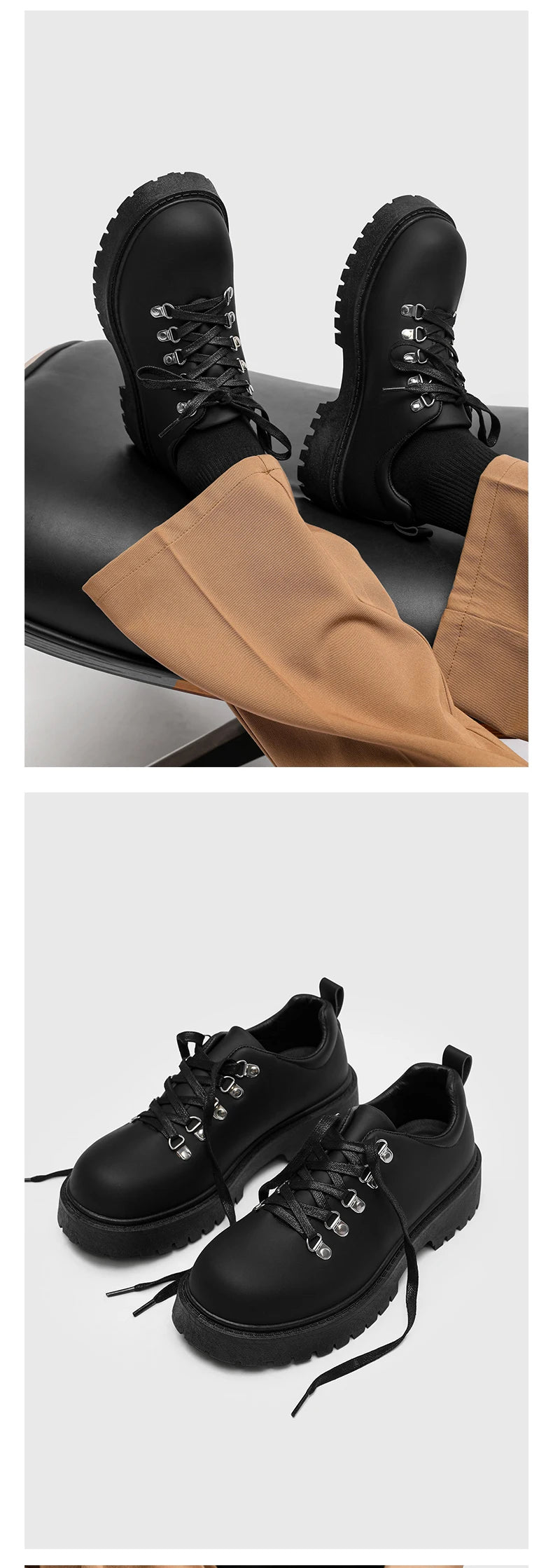 Business Office Dress Black Trendy Footwear Mans England Style Men's Casual Platform Shoes Lace-up Original Leather Oxfords Shoe