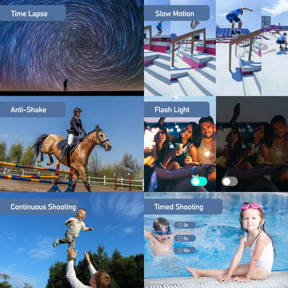 4K DSLR Cameras for Photography 64MP WiFi Auto Focus YouTube Vlogging Video Cameras 60FPS Livestream Camcorder 4" Touch Screen