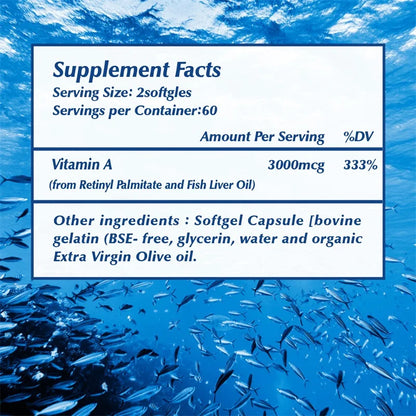 Vitamin A 10000 IU - Supports Eye and Skin Health and Boosts Immunity