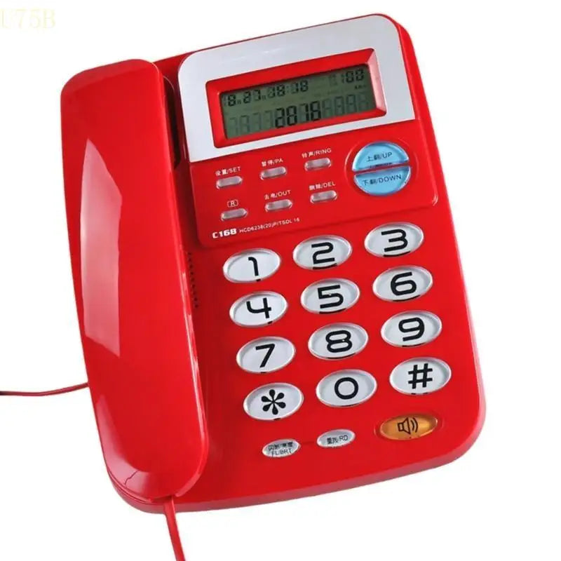 U75B C168 Office Telephone Hotel Fixed Line Phone No Need Battery Double Interfaces Corded Telephone 24 Selectable Ringtones