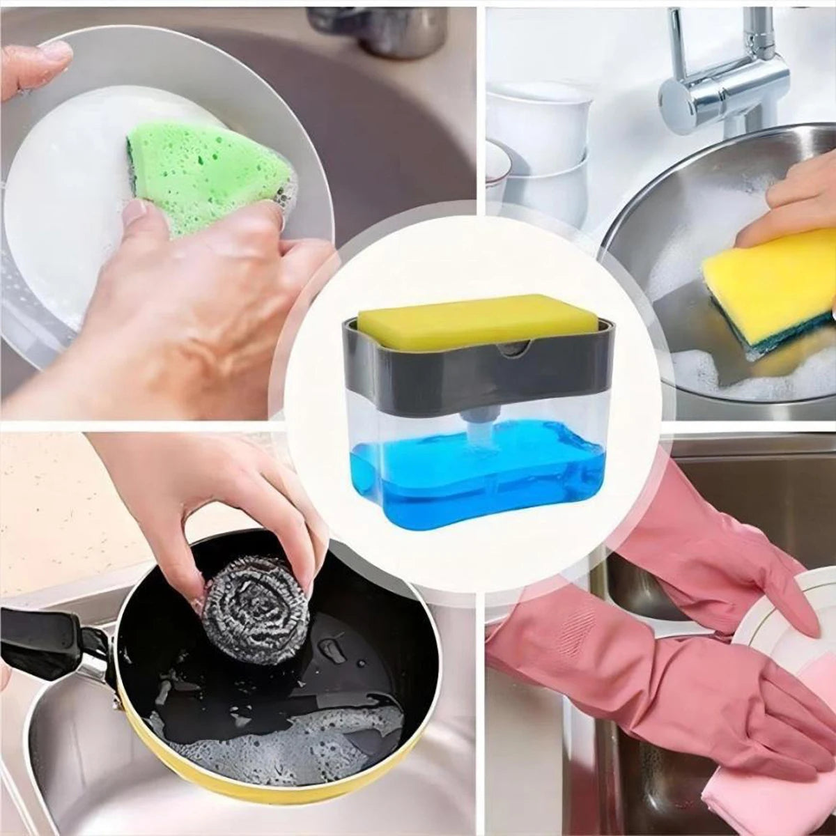 1 Dish Detergent Dispenser Kitchen Detergent Press Portable Soap Dispenser Pak Clean Cloth Dishwashing