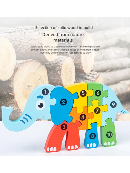 3D Colored Puzzles for Children 2 years old+, Jigsaw, Wooden Toys, Cartoon, Animal, Traffic, Intelligence, Early Education