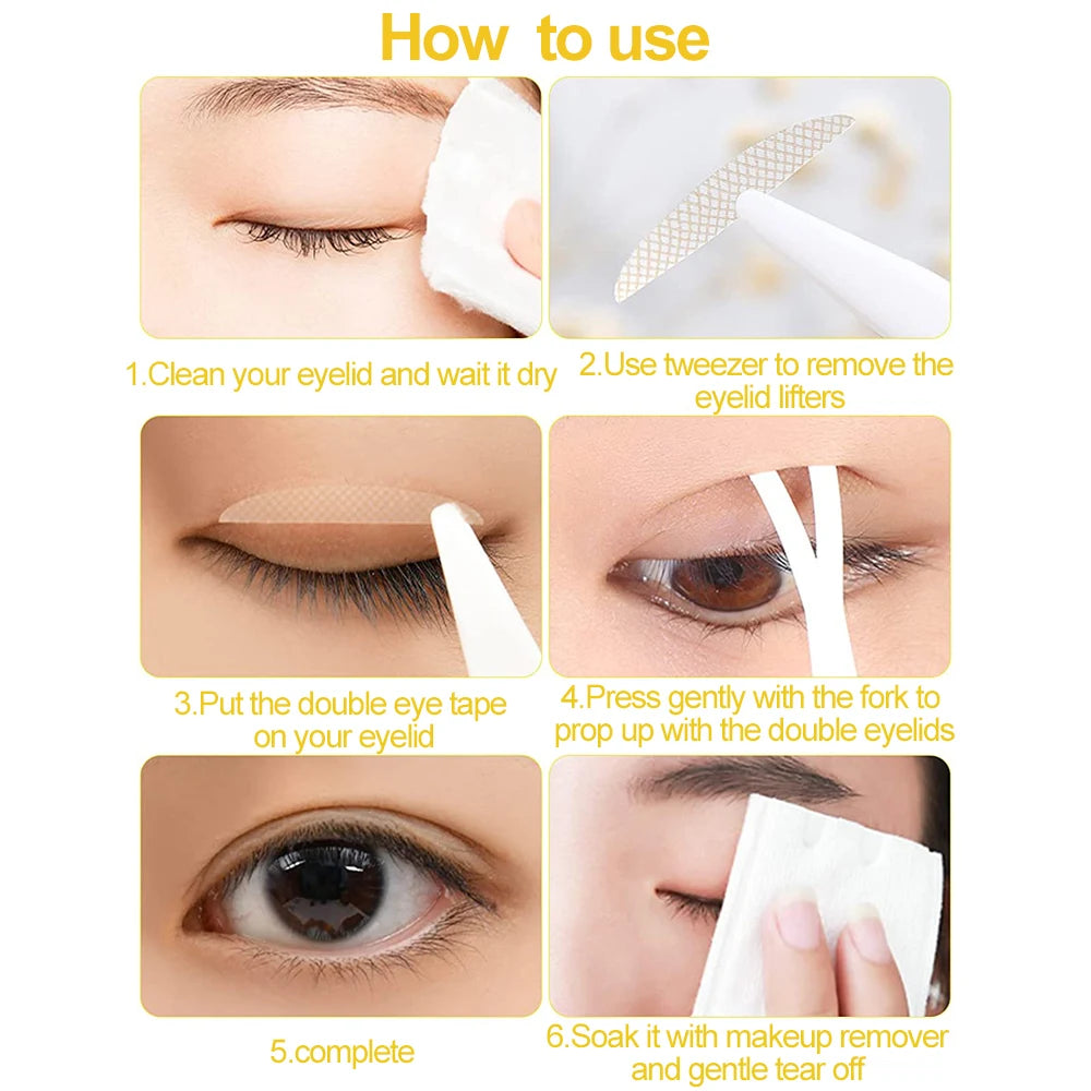 600Pcs Invisible Double Eyelid Tape Lace Eye Lift Strips Adhesive Stickers Makeup Big Eyes Woman Waterproof Face Beauty Tools