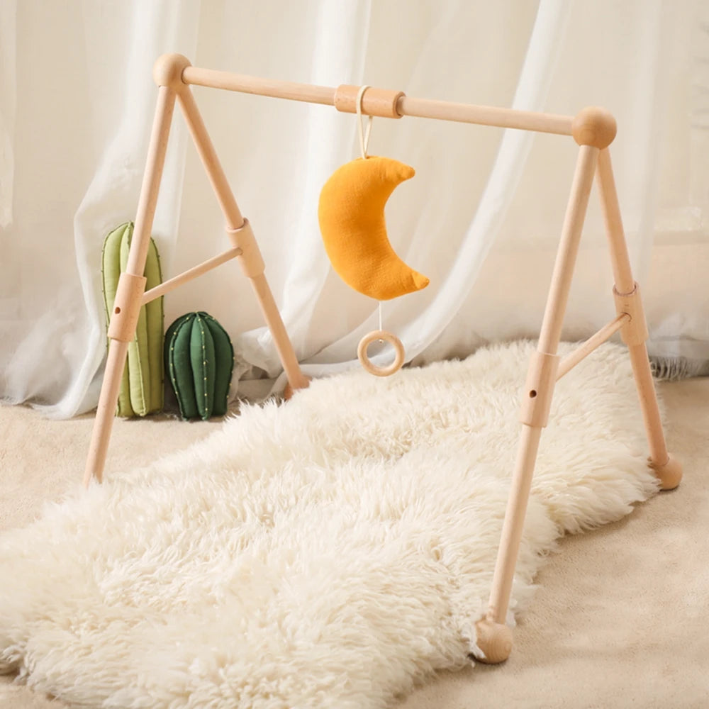 Baby Toys Play Gym Wood Baby Toy 0 to 6 Months Activities for Baby Wooden Newborn Furniture Baby Activity Gym Baby Rattle Toys