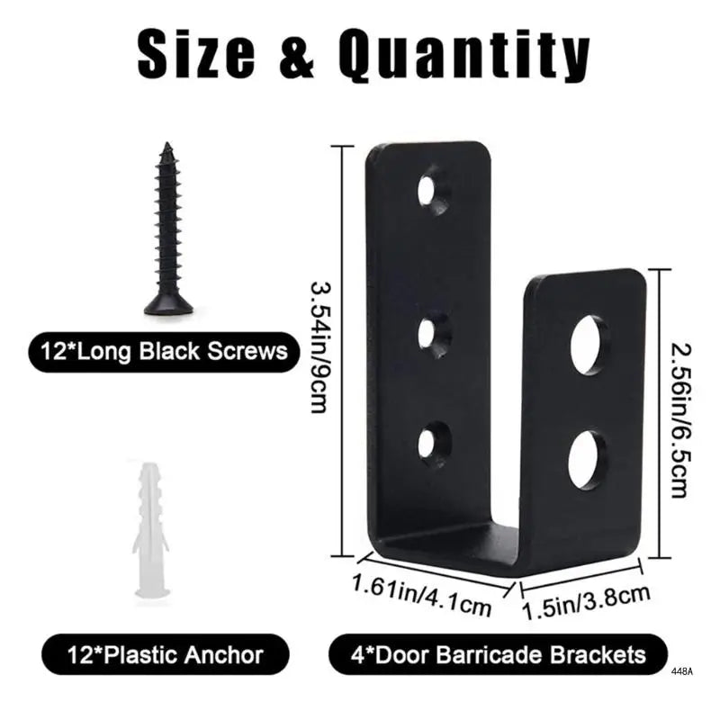 Door Barricades Clamps Brackets Set Us-Shaped Bar Security Door Locks Supports for Home Barn Shed Garage Gate Door