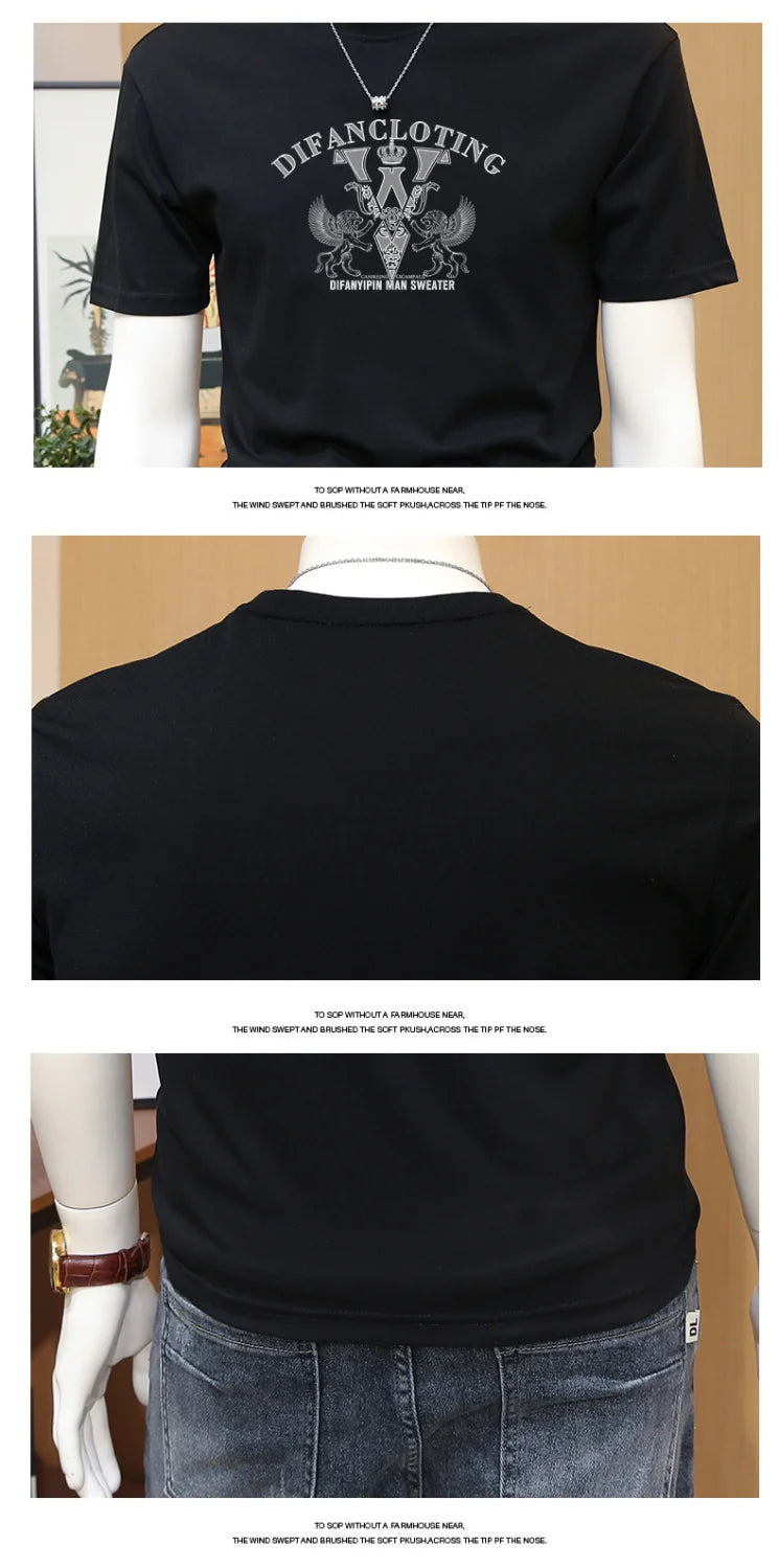 Men's T-shirts, Summer Round Neck Printed Trendy Men's Casual Versatile Short Sleeve Tops