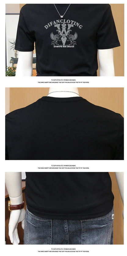 Men's T-shirts, Summer Round Neck Printed Trendy Men's Casual Versatile Short Sleeve Tops