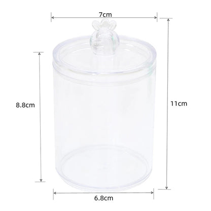 Cotton Swab Storage Box Makeup Jewelry Organizer Round Transparent Jar Bathroom Cosmetic Home Organization