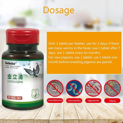 NEW Pigeon body deworming 100 tablets roundworm nematode arthropod coccidia tapeworm nutritional supplements