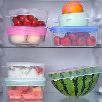 6pcs/set Silicone Cover Stretch Lids Reusable Airtight Food Wrap Covers Keeping Fresh Seal Bowl Stretchy Wrap Cover