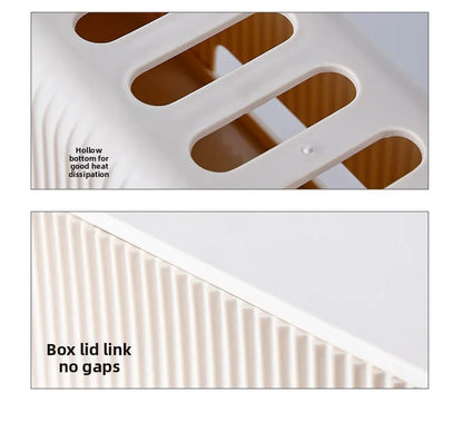 Creative Simple Wire Box Bamboo Wood Cover Cable Management Box Plug Board Storage Box Power Cord Charger Storage