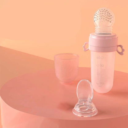 Baby Feeding Bottle + Teether Baby Silicone Rice Paste Cereal Feeding Squeeze Bottle Spoon Feeder for Newborn Child Utensils