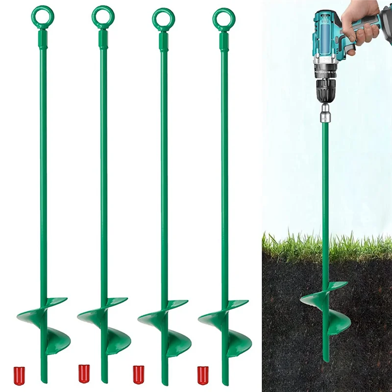 18in Ground Anchors Kit,Helix Earth Ground Anchor,Heavy Duty Shed Anchor Hook for Camping Tent,Canopies,Swing Sets,4Pcs HOT