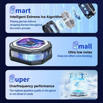 Semiconductor Phone Cooler with Freezing Capability, Magnetic & Clip-on Cooling Fan, For iPhone & Android Phones