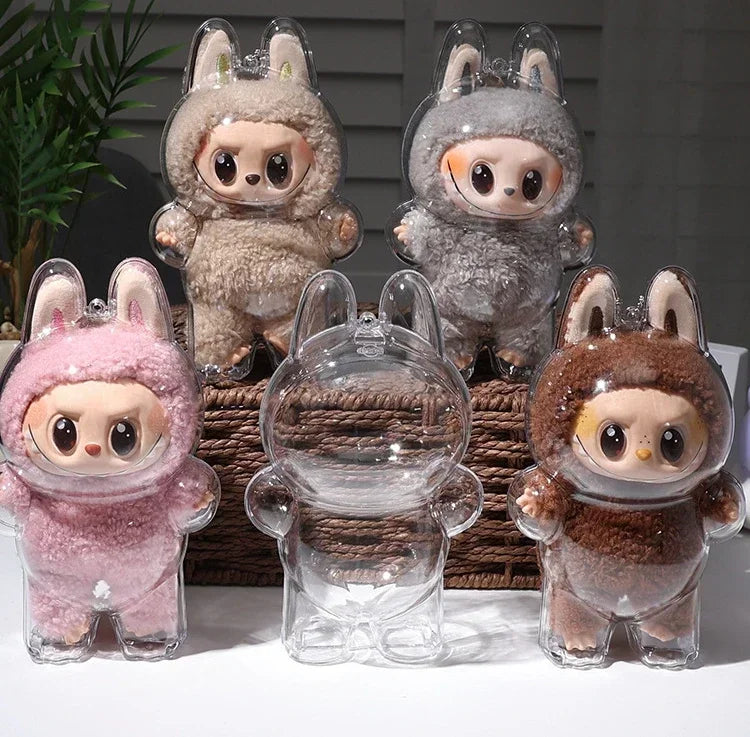 Labubu Transparent Protective Cover Stuffed Toys Cover Labubu I II Doll Display Bag Mini Portable Storage Box
