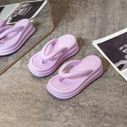 Thick Bottom Flip-flops Summer Fashion Women Slippers Soft Bottom Increase Anti-slip Anti-odor Beach Slippers Zapatos De Mujer