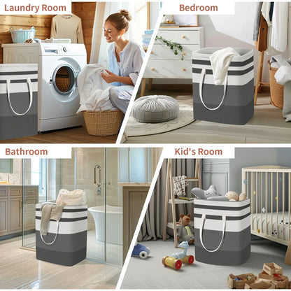 Large Laundry Baskets Waterproof Freestanding Laundry Hamper Collapsible Tall Clothes Hamper with Extended Handles for Clothes