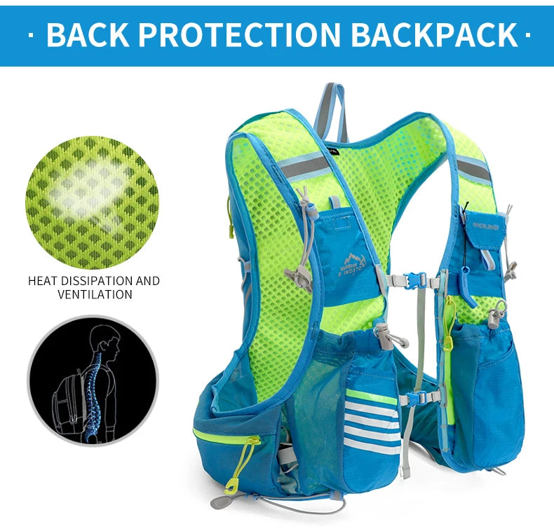 running hydrating vest backpack 8L, cycling hydrating backpack hiking marathon hydrating, with 1.5L water bag 500ml water bottle
