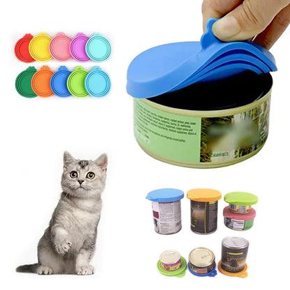 Reusable Pet Food Can Cover and Spoon Portable 2pcs/set  Dogs Cat Storage Tin Cap Lid Seal Cover Health Pet Supplies Pet Lids Ca