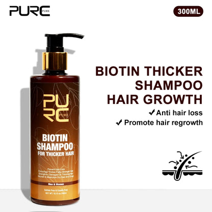 PURC 300ML Biotin Hair Shampoo Scalp Cleaning Nourishing Strengthen Roots Shampoos Hair Care Products for All Hair Types