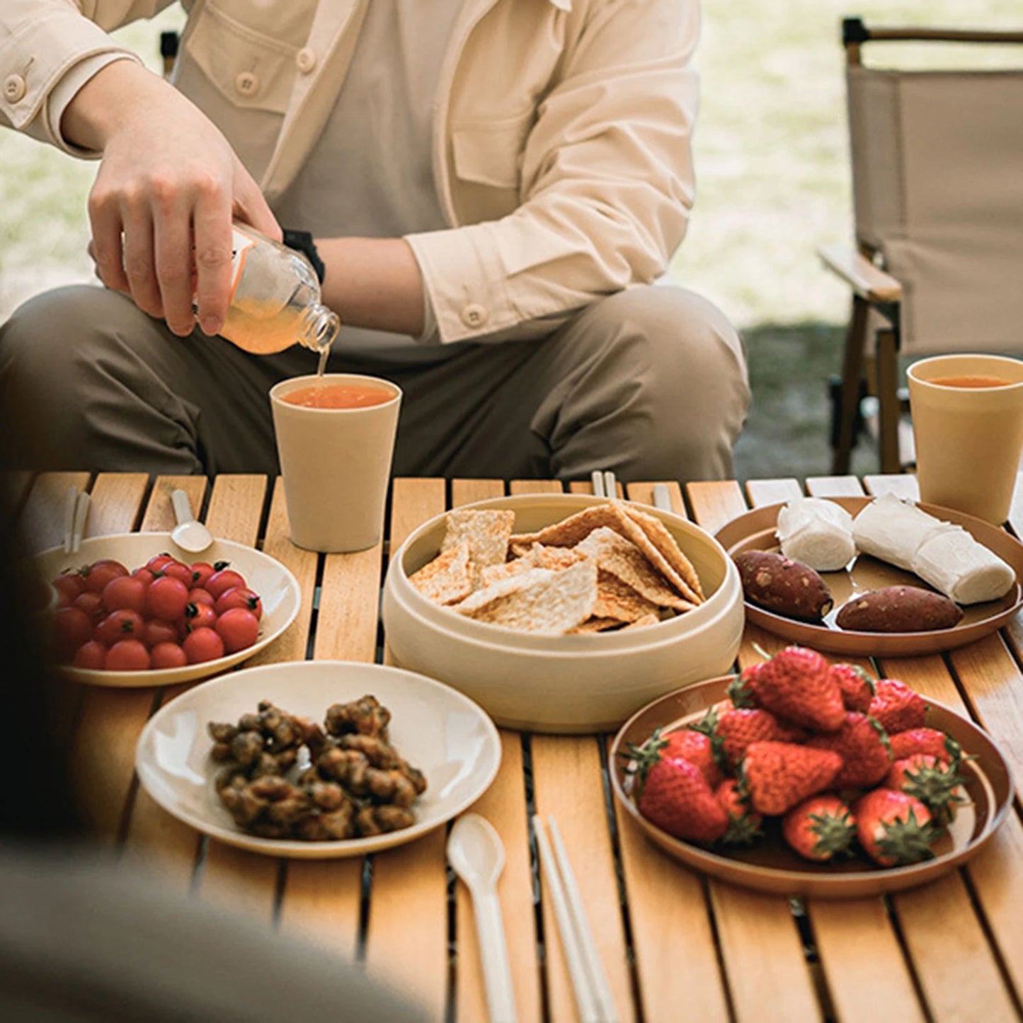 Camping Dinner Set Pans Plate Bowl Portable Tableware Sets Camping Dishes Set Hiking Gear Picnic Outdoor Travel