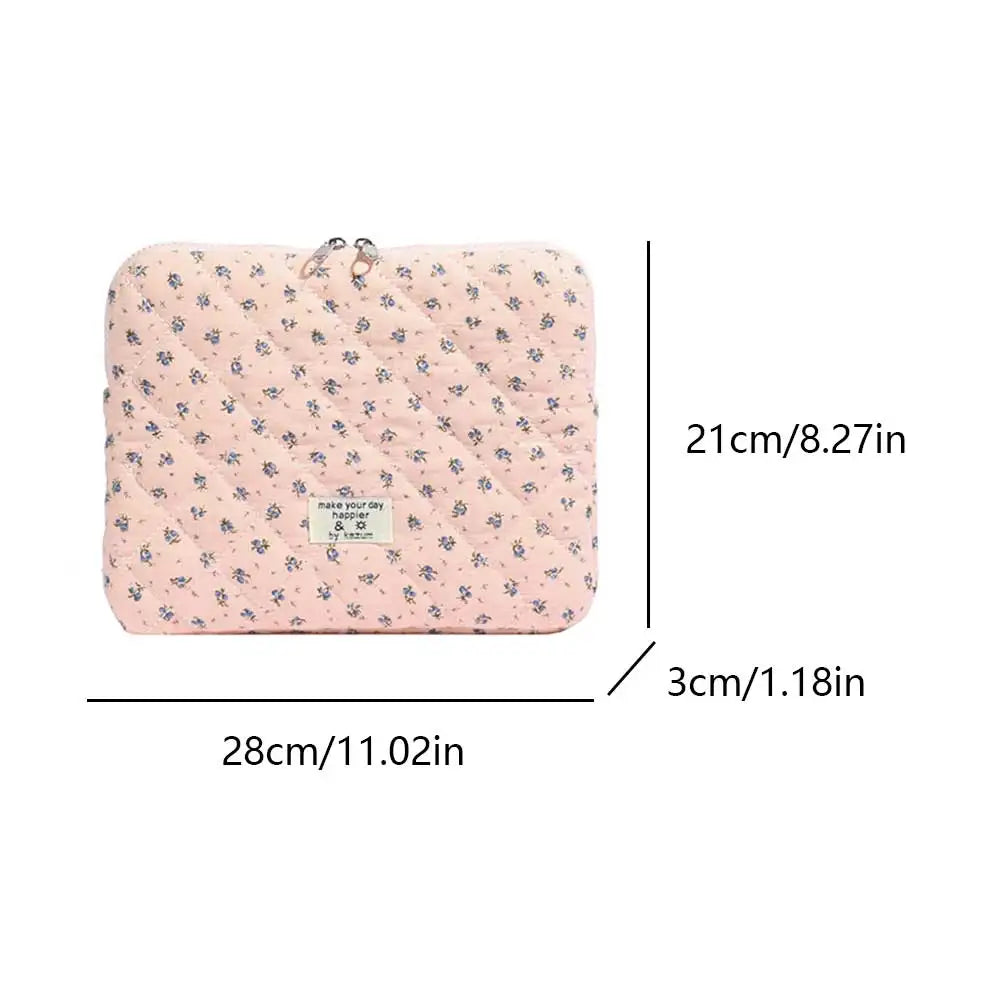 Laptop Sleeve for 11-15 Inch Laptop Tablet Puffy Quilted Floral Laptop Case Coquette Aesthetic Puffy Laptop Sleeve Cover Case
