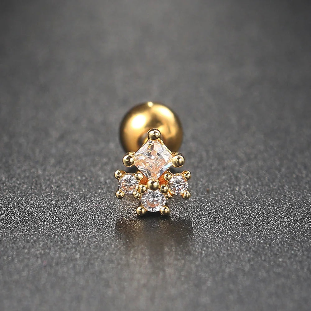 1pc Piercing Earrings Butterfly Women Jewelry Gold Color Zircon Tragus Helix Septum Cartilage Daith Stainless Steel Ear Ring