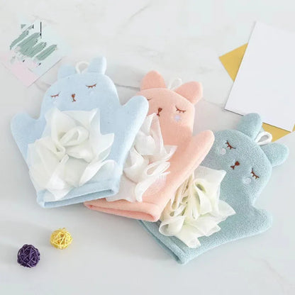 Cartoon Baby Bath Gloves Cotton Bath Towel for Children Kids Cute Animal Bath Brushes Comfortable Shower Sponge Bath Accessories