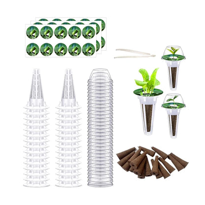 Fully-Loaded 25/121pcs Hydroponic Gardening Kit with Grow Baskets, See-through Insulation Lids, Sponges, and Labels