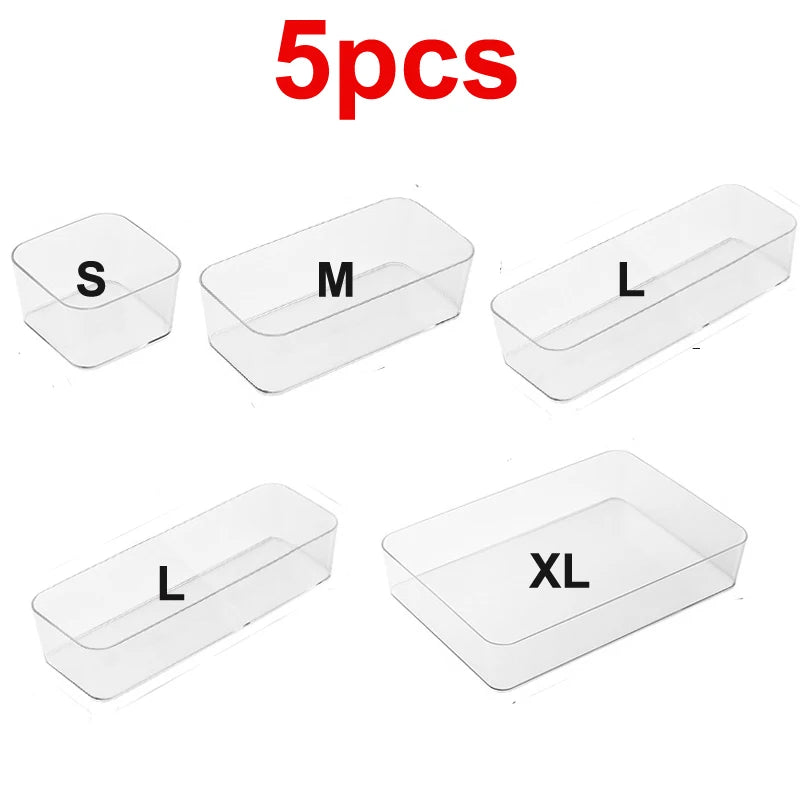 Clear Drawer Organizer Boxes Transparent Plastic Storage Box Desktop Acrylic Box Jewelry Makeup Cosmetic Organizer Drawer Box