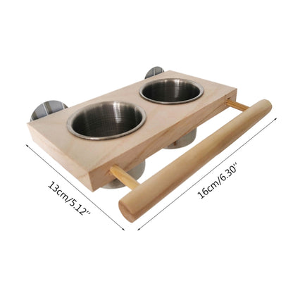 Bird Feeding Cup Hanging Parrot Feeder Stainless Steel Food Water Bowls with Platform Perch for African Greys Budgies Y5GB