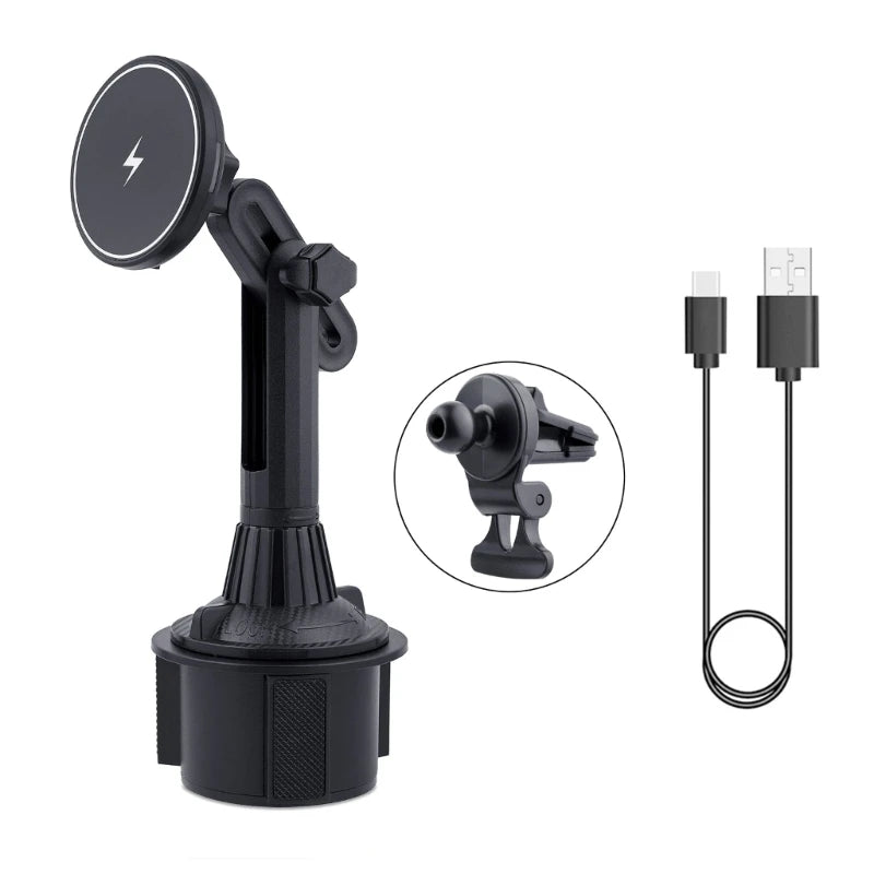 Cup Holder Phone Mount Magnetic  15W Magnetic Car Mount for Phone 14 13