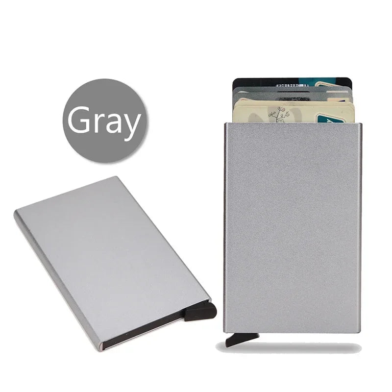 Anti Rfid Blocking Smart Wallet for Men Women ID Bank Credit Card Holder Metal Thin Slim Women Wallets Pop Up Minimalist Purse